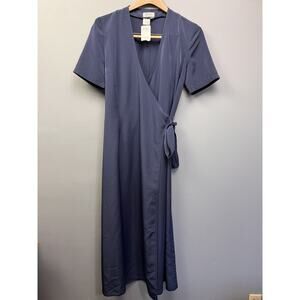 Reflections by Spiegel‎ Dress Womens Size 8 Blue Midi Wrap Office Short sleeve